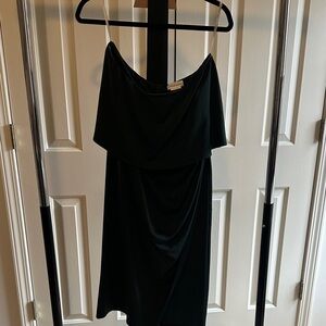 Black Draped Slip Dress -  Women's Elegant Strapless Dress